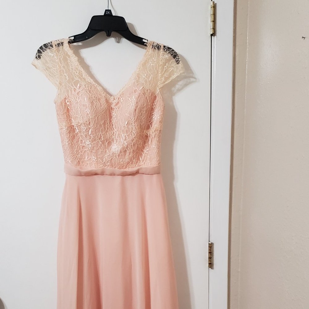 Peach Lace, Silk & Tulle Bridesmaid/Prom Dress KF Bridal